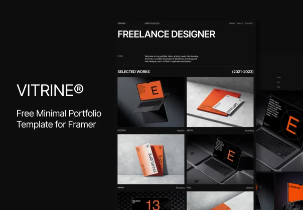قالب پورتفولیوی مینیمالیستی رایگان ویتروین برای فریمر | VITRINE