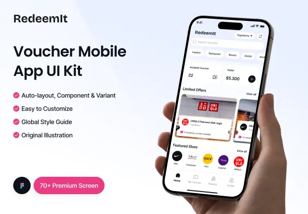 کیت UI اپلیکیشن موبایل برای صدور واریز | Redeemlt