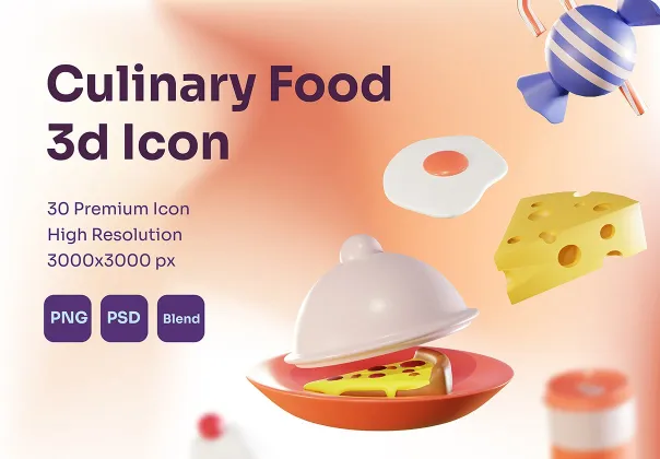 آیکن‌های 3D غذایی رایگان | Culinary Food