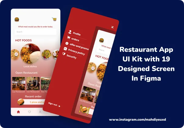 قالب طراحی اپلیکیشن رستوران رایگان | Figma