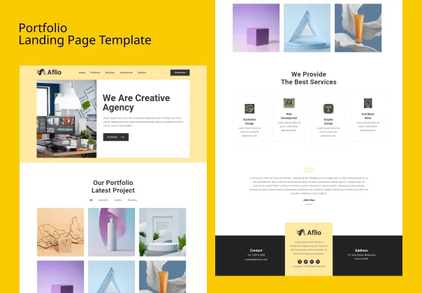 قالب فرود HTML رایگان آفلیو برای نمونه کارها | Aflio