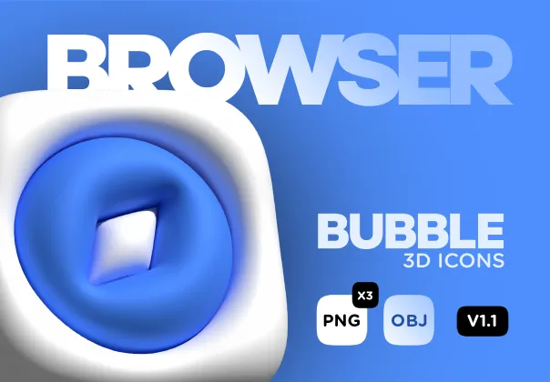 آیکون‌های حبابی سه‌بعدی رایگان برای مرورگرها | 3D Bubble Pack