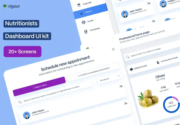 قالب داشبورد تغذیه‌شناسان فیگما | Vigour