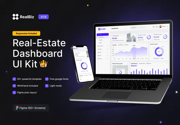 کیت UI رایگان داشبورد املاک و مستغلات | RealBiz
