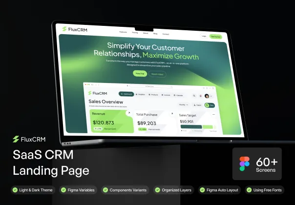 قالب UI وب‌سایت CRM SaaS فلکس | FluxCRM