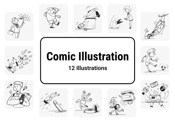 تصاویر وکتور دست‌کشیده کمیک | Comic Illustrations