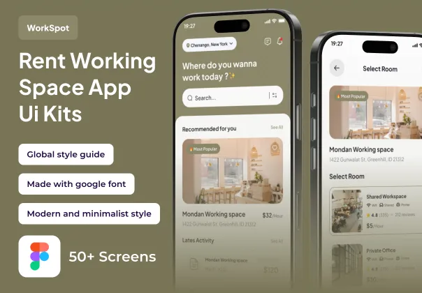 قالب UI فیگما اجاره فضای کاری | Lunar Studio