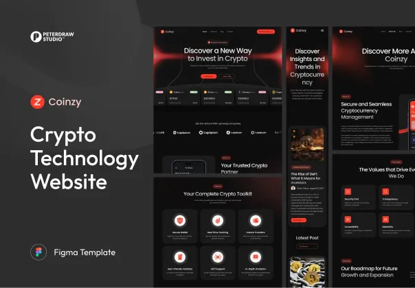 قالب فیگما سایت فناوری کریپتو | Coinzy
