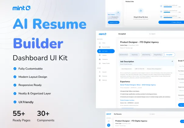 قالب UI داشبورد سازنده رزومه هوش مصنوعی | Ai Resume Builder