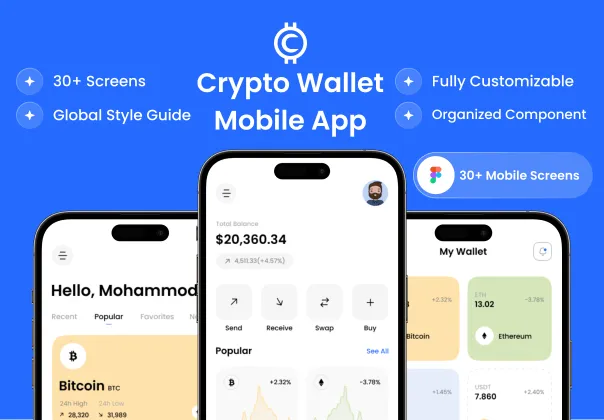 قالب UI اپلیکیشن کیف پول کریپتو | Crypro