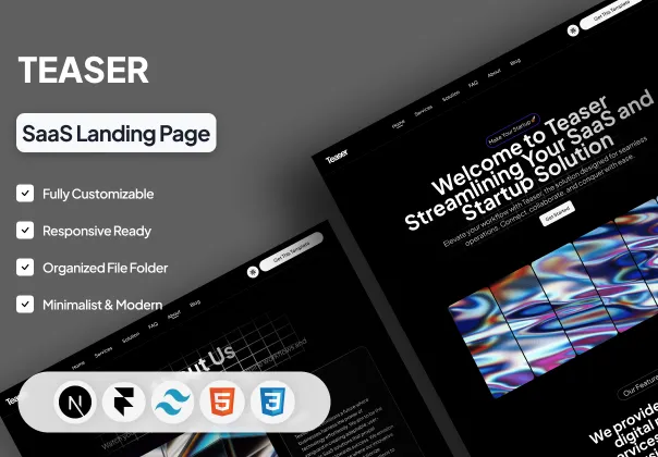 قالب Next Js صفحه فرود SaaS | TEASER