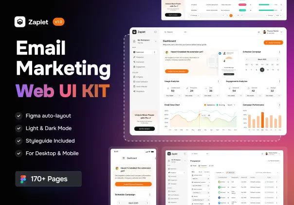 قالب UI حرفه ای داشبورد ایمیل مارکتینگ زاپلت | Zaplet