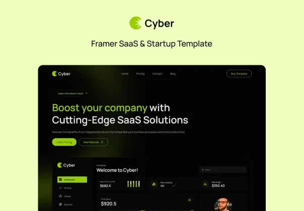 قالب فریمر رایگان سایبر برای SaaS | Cyber