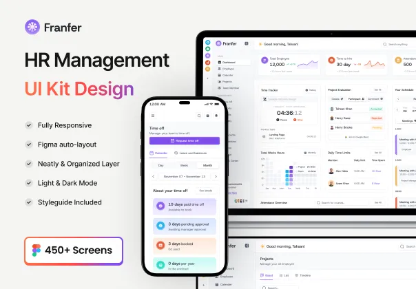 کیت طراحی داشبورد مدیریت منابع انسانی | Franfer