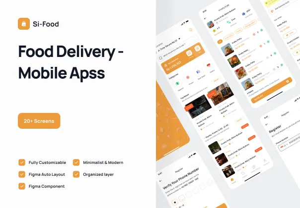 قالب UI اپلیکیشن تحویل غذا | Si-Food