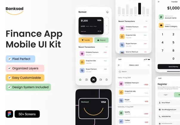 کیت UI اپلیکیشن مالی بانک‌سَد | Banksad