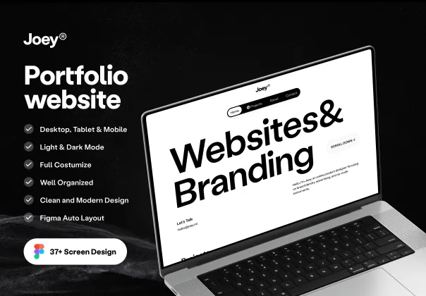 طرح UI وب‌سایت نمونه کار شخصی جوی | Joey