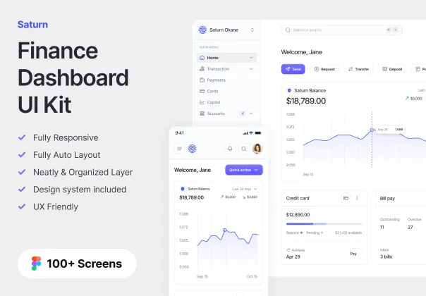 کیت UI داشبورد مالی ساترن | Saturn