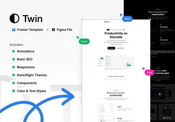 قالب (فریمر + فیگما) MicroSaaS تویین | Twin