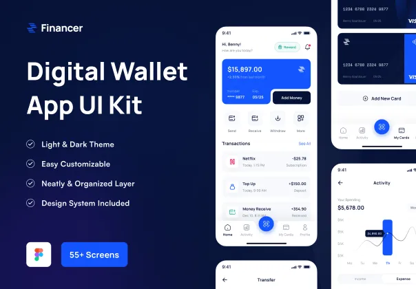 کیت UI کیف پول دیجیتال و مالی فایننسر | Financer
