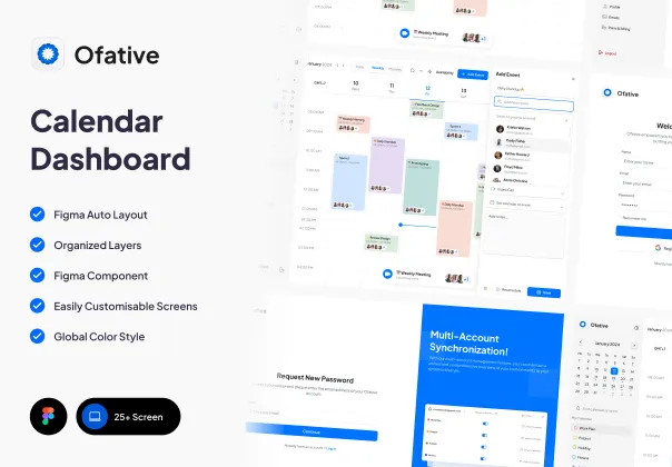 کیت UI داشبورد تقویم اوفتیو | Ofative