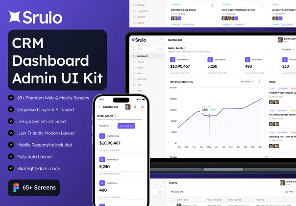 کیت UI داشبورد مدیریت CRM سوئیو | Sruio