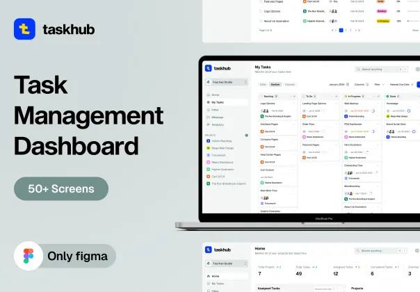 طرح UI داشبورد مدیریت وظایف تسک‌هاب | Taskhub