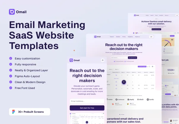 قالب UI وب‌سایت بازاریابی ایمیلی اومیل | Omail
