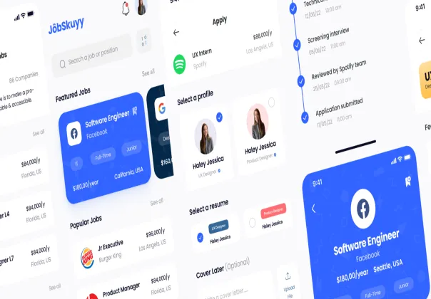 قالب فیگما و ری‌اکت اپلیکیشن موبایل جاب‌اسکوی | JobSkuyy