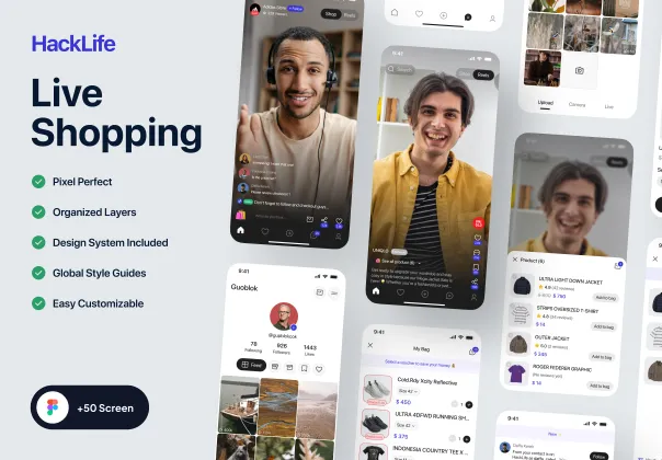 طرح UI اپلیکیشن خرید زنده هاگ لایف | HackLife