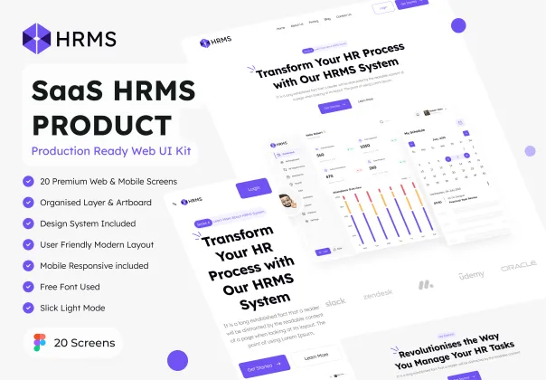 کیت UI وب‌سایت HRMS SaaS | Figma