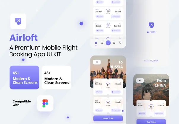 کیت UI اپلیکیشن رزرو پرواز هوایی | Airloft