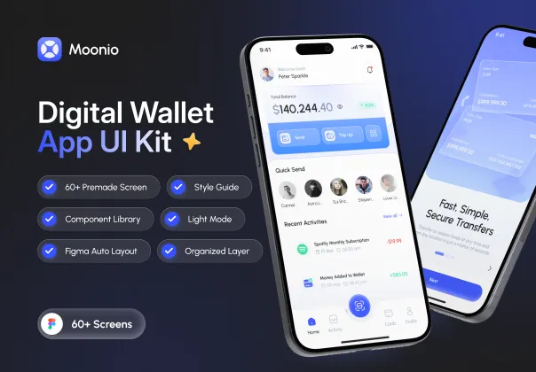 کیت UI اپلیکیشن کیف پول دیجیتال مونیو | Moonio