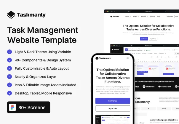 کیت UI مدیریت وظایف وب‌سایت | Taskmanly