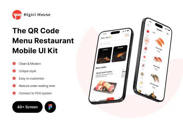 کیت UI موبایل منوی رستوران بارکد QR | Nigiri