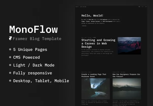 قالب فریمر وبلاگ مونوفلو | MonoFlow