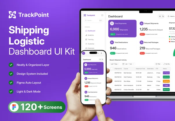 کیت UI داشبورد لجستیک حمل و نقل | TrackPoint