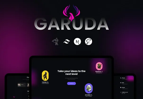 قالب NextJs وب‌سایت نمونه کار و  آژانس | Garuda