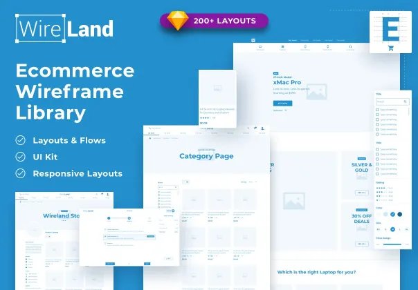 کتابخانه وایرفریم جامع برای طراحی فروشگاه‌های آنلاین | Wireland