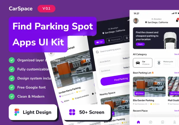 کیت UI اپلیکیشن پیدا کردن جای پارک | CarSpace
