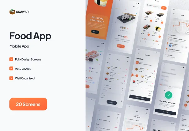 کیت UI اپلیکیشن غذا اوکاواری | Okawari