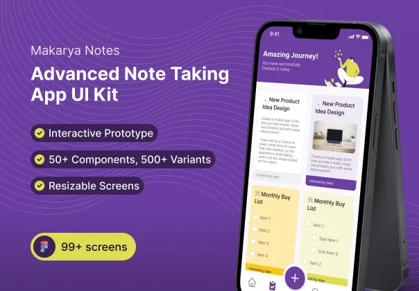 سیستم طراحی و کیت UI اپلیکیشن یادداشت‌برداری پیشرفته | Makarya