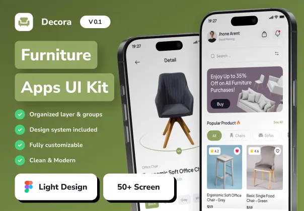 کیت UI اپلیکیشن مبلمان دکوراسیون | Decora