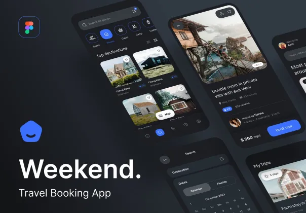 کیت UI اپلیکیشن رزرو سفر و تعطیلات | Weekend