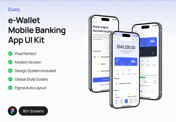کیت UI اپلیکیشن بانکداری موبایل | Dueq