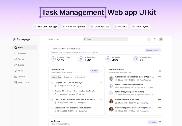 کیت UI اپ مدیریت وظایف و پروژه