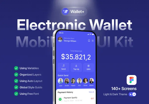 کیت UI اپلیکیشن کیف پول الکترونیکی والت‌پلاس