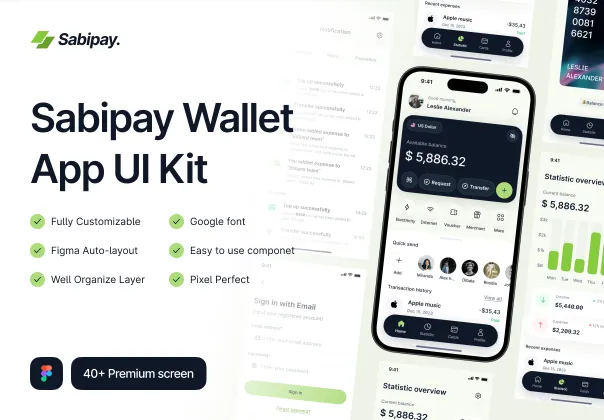 کیت UI کیف پول الکترونیکی سابی‌پِی | Sabipay