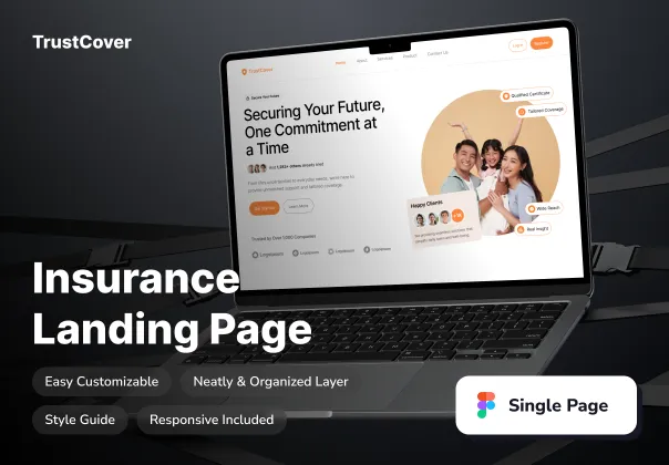 قالب لندینگ پیج وب بیمه TrustCover