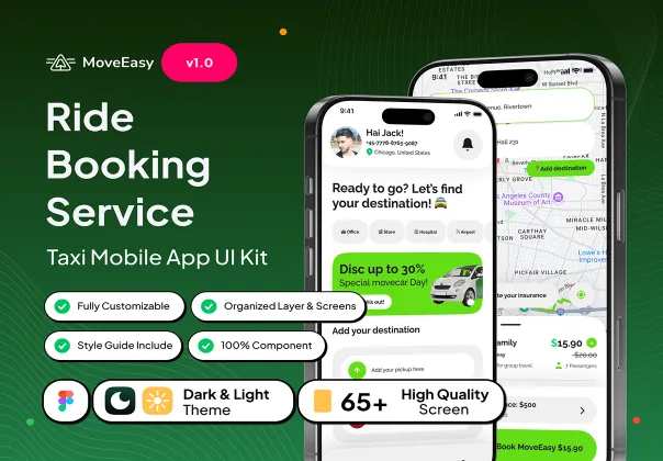 کیت UI اپلیکیشن درخواست تاکسی MoveEasy